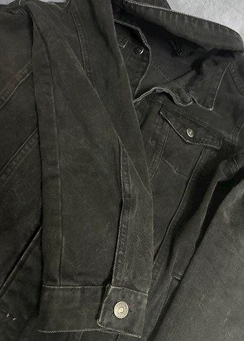 Siyah Düğmeli Kadın Denim Ceket - Görsel 2