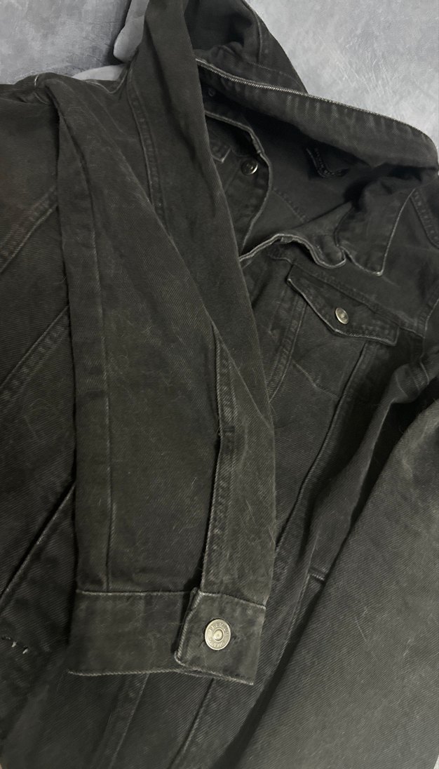 Siyah Düğmeli Kadın Denim Ceket - Görsel 2