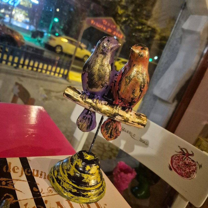 Tümüyle El Yapımı Renkli Kuş Figürlü Dekoratif Biblo - Görsel 5