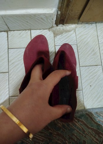 Bordo Süet Topuklu Kadın Bot - Görsel 5