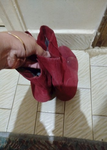 Bordo Süet Topuklu Kadın Bot - Görsel 3