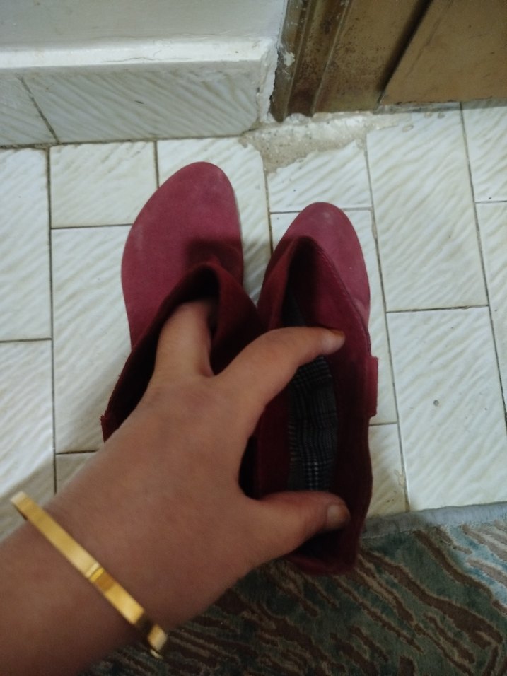 Bordo Süet Topuklu Kadın Bot - Görsel 5