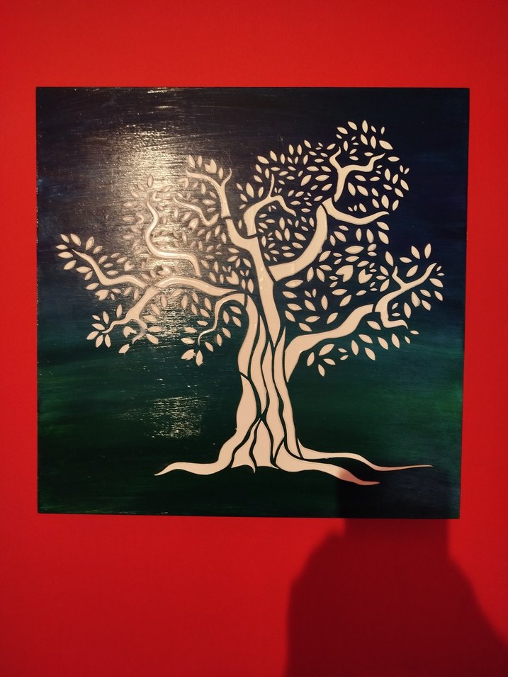 Kırmızı ve Yeşil Fonlar üstüne Hayat Ağacı Tablo - Görsel 4