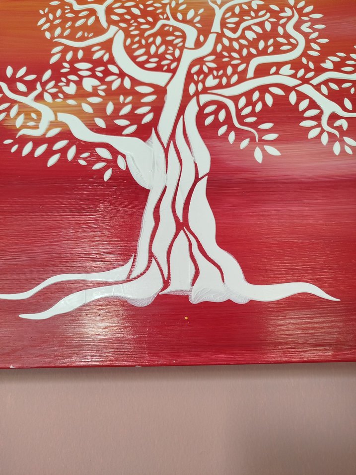 Kırmızı Fon üstüne Rölyef Hayat Ağacı Tablosu - Görsel 4