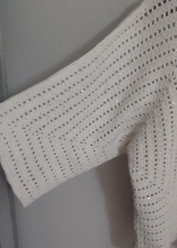 H&M Düğmeli Beyaz Örgü Kadın Hırka