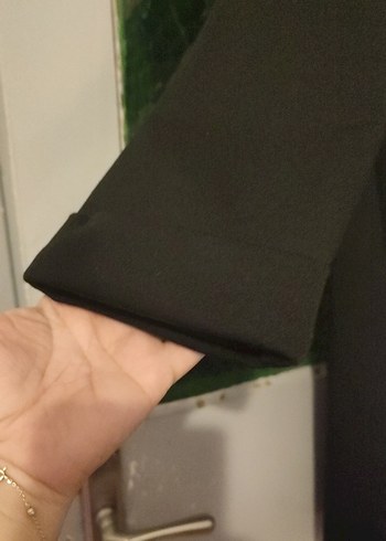 Siyah V Yaka Uzun Kollu Kadın elbise - Görsel 3