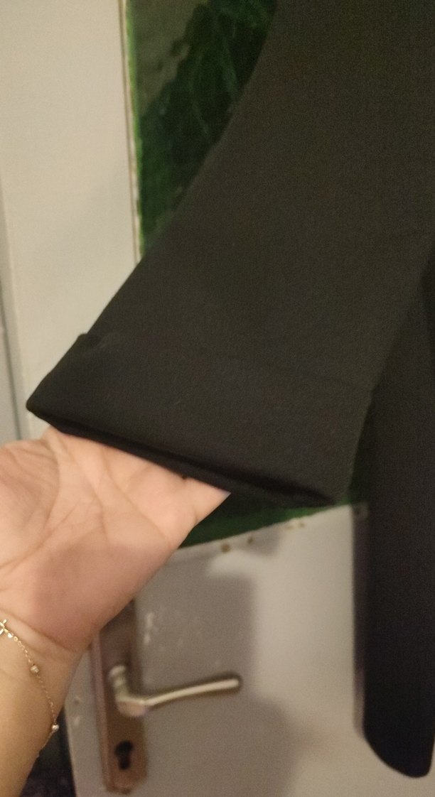 Siyah V Yaka Uzun Kollu Kadın elbise - Görsel 3