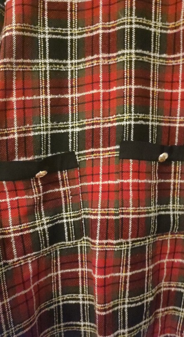 Düğmeli Kırmızı Ekose Midi Kadın elnise - Görsel 4