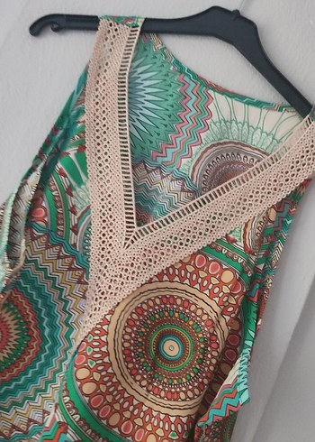 Bohem Çok Renkli İpek elbise - Görsel 2