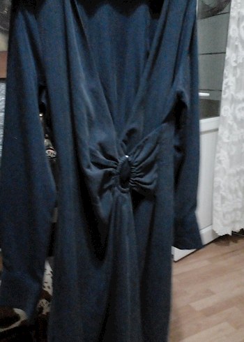 Gri Uzun Kollu Kadın Salaş Elbise - Görsel 4