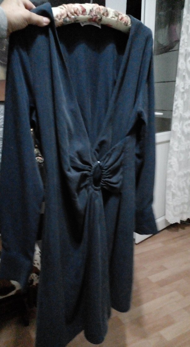 Gri Uzun Kollu Kadın Salaş Elbise - Görsel 4