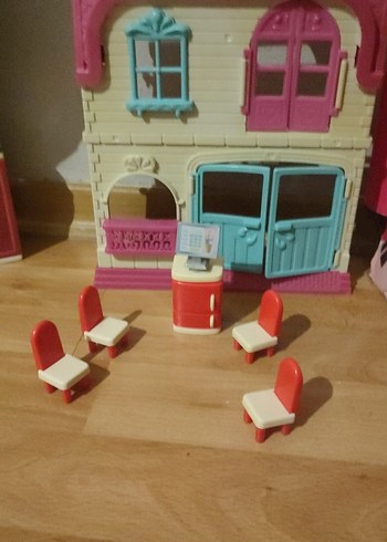 Pembe Pastel Renkli Oyuncak Ev ve Mobilyalar - Görsel 3