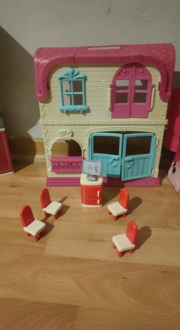 Pembe Pastel Renkli Oyuncak Ev ve Mobilyalar - Görsel 2