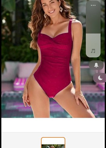 Bordo Drapeli Midi Kadın Mayo - Görsel 3