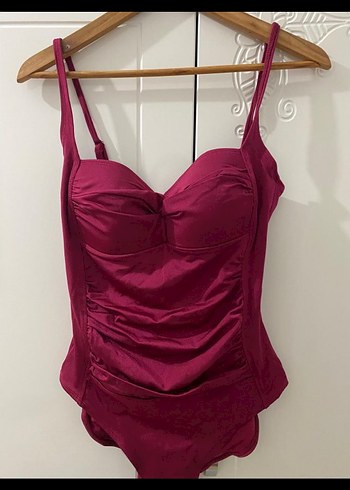 Bordo Drapeli Midi Kadın Mayo - Görsel 2