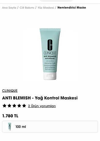 Beden Renk Clinique Yağ Kontrolü Temizleyici Maske