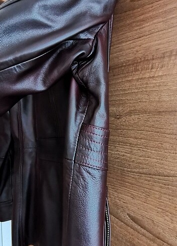xl Beden bordo Renk Derimod yepyeni deri ceket