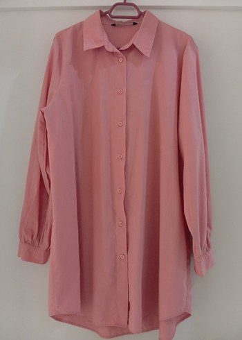 Düğmeli Pembe Uzun Kollu Gömlek