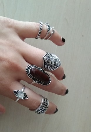 Bohemian yüzük ve küpe set