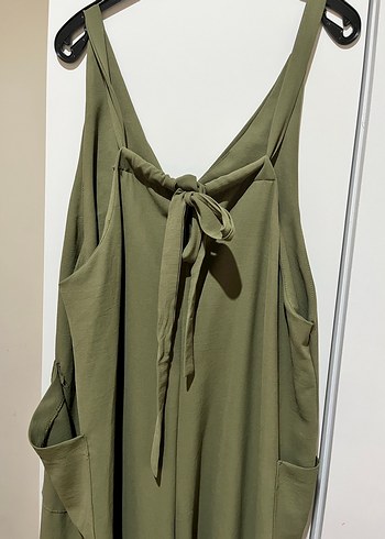 Kadın Haki Uzun Drapeli Tulum - Görsel 2