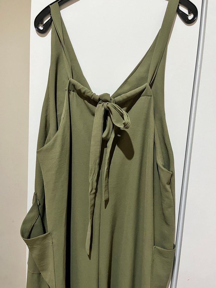 Kadın Haki Uzun Drapeli Tulum - Görsel 2