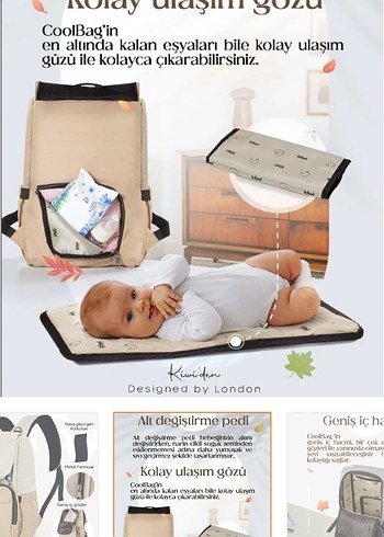 Gri Desenli Geniş İç Hacimli Bebek Çantası - Görsel 2