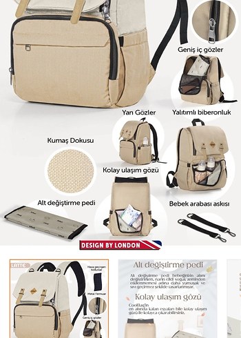 Gri Desenli Geniş İç Hacimli Bebek Çantası - Görsel 3