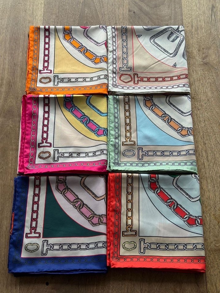 Zincir Detaylı Çok Renkli Bohem Kadın Fuları - Görsel 3