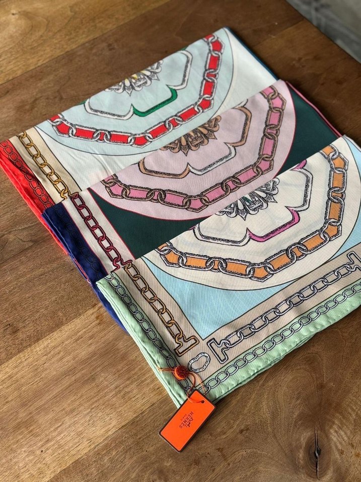 Zincir Detaylı Çok Renkli Bohem Kadın Fuları - Görsel 2