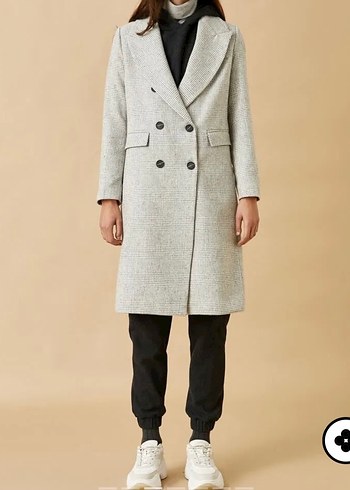 Gri Kareli Düğmeli Kadın Blazer Ceket - Görsel 3