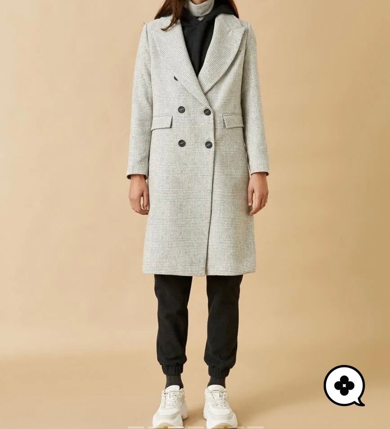 Gri Kareli Düğmeli Kadın Blazer Ceket - Görsel 3