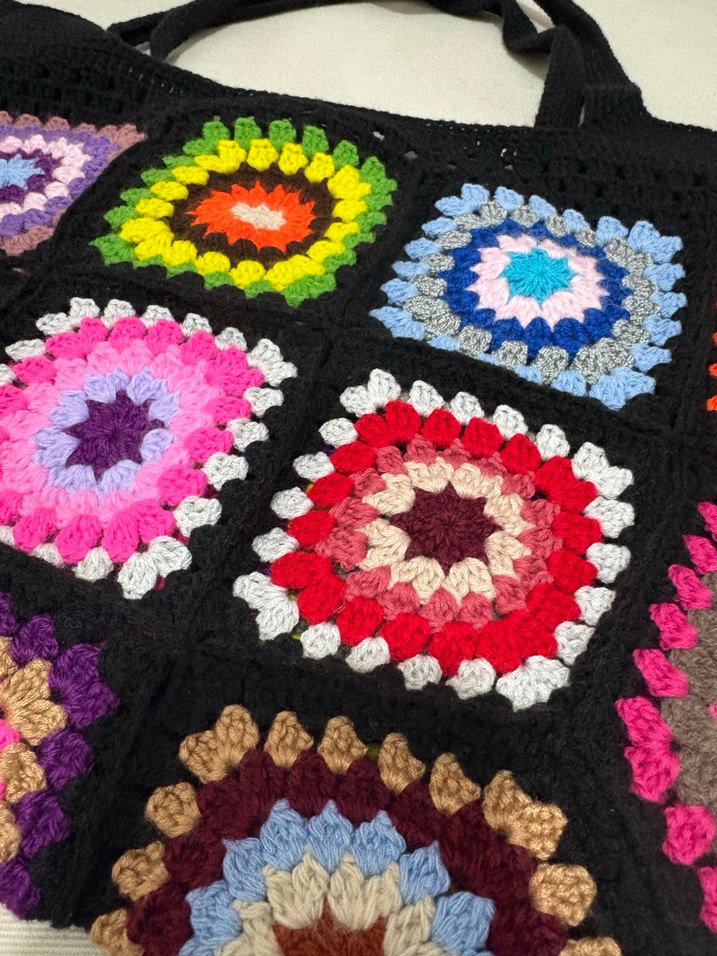 Renkli Örgü Bohem Kadın Çanta - Görsel 2