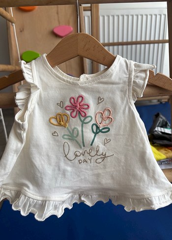 Kız Çocuk Beyaz Dantel Detaylı Tişört - Görsel 5