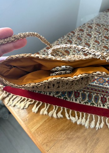 Nakışlı Dantel Detaylı hasır  Bohem Kadın Çanta - Görsel 2