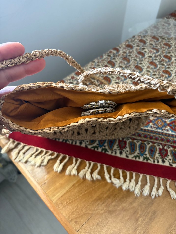 Nakışlı Dantel Detaylı hasır  Bohem Kadın Çanta - Görsel 2