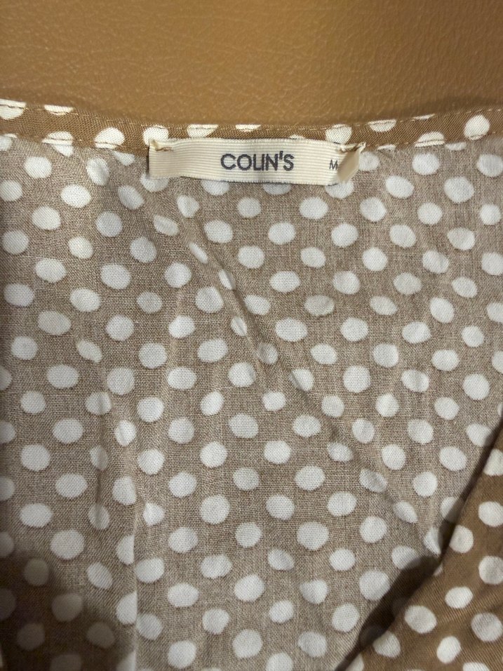 Bej Puantiyeli Düğmeli elbise - Görsel 2