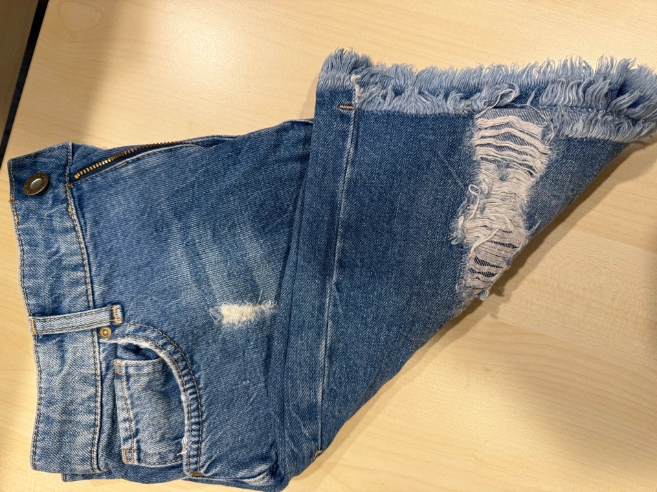 Yıpranmış Detaylı Mavi Denim Midi Etek - Görsel 4