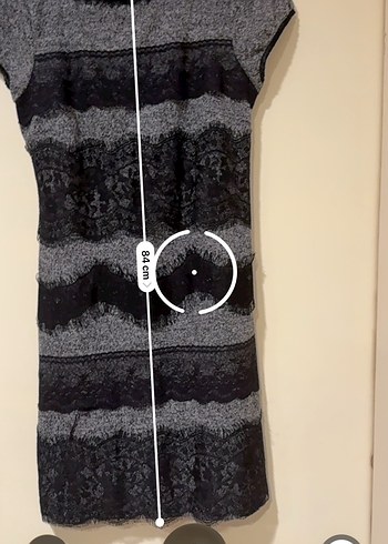 Gri Desenli Kısa Kollu Triko Kadın Elbise - Görsel 3