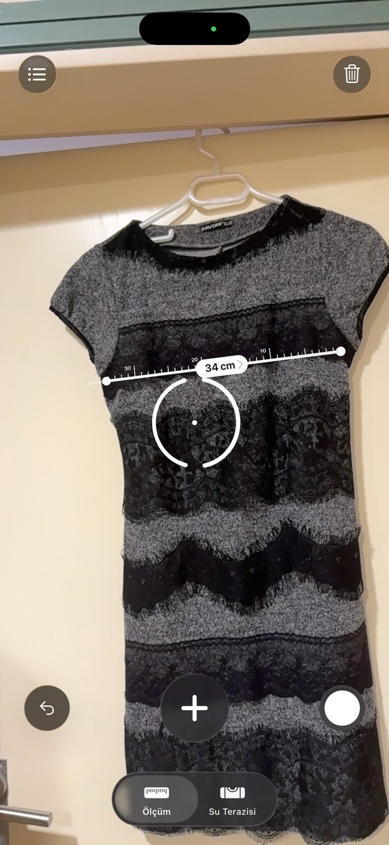 Gri Desenli Kısa Kollu Triko Kadın Elbise - Görsel 2