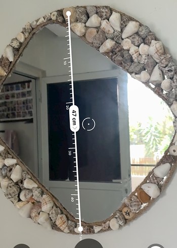 Bej ve gri kabuklu dekoratif ayna - Görsel 3