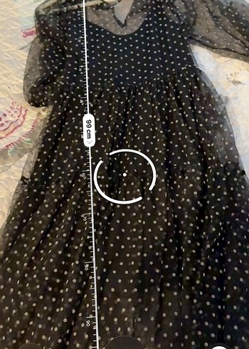 Puantiye Desenli Uzun Siyah Elbise - Görsel 3