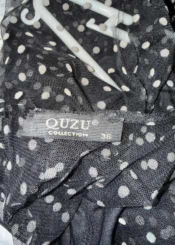 Puantiye Desenli Uzun Siyah Elbise - Görsel 5