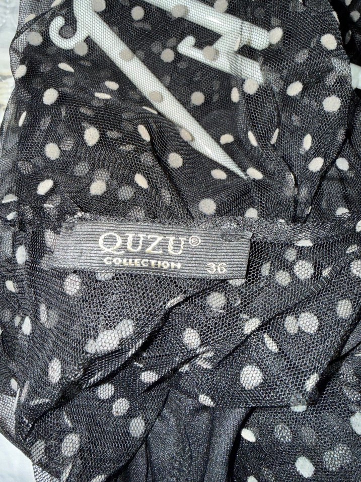 Puantiye Desenli Uzun Siyah Elbise - Görsel 5