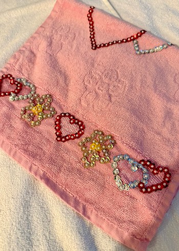 Nakışlı Pembe Bohem Havlu - Görsel 2