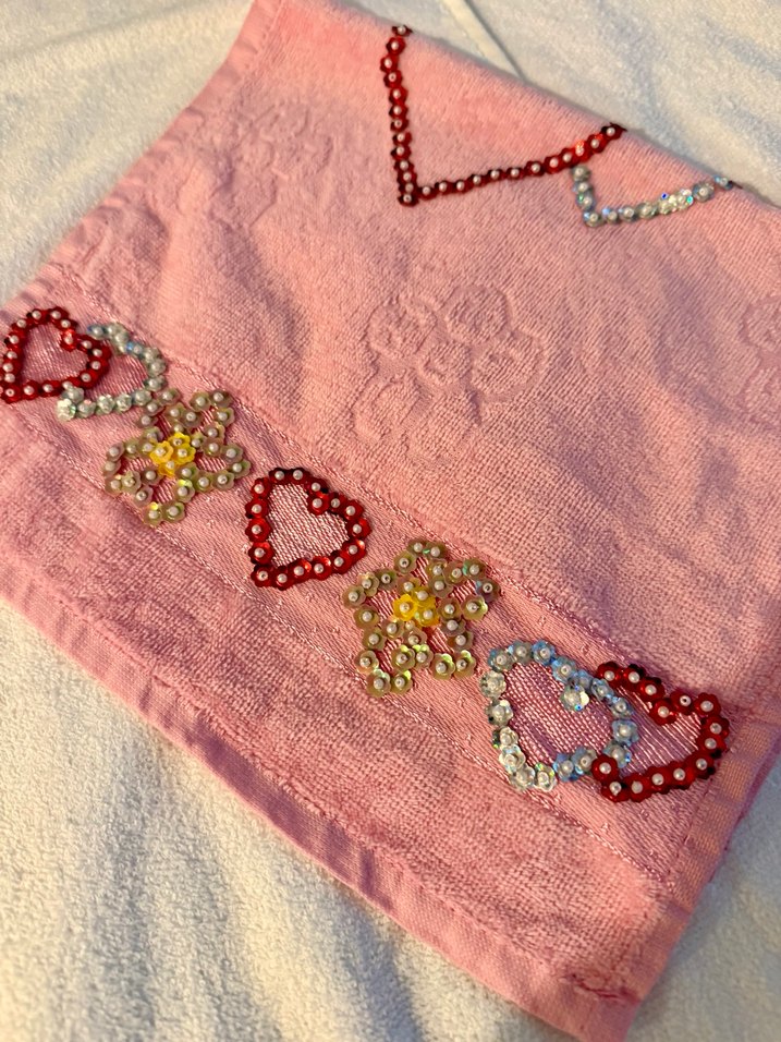 Nakışlı Pembe Bohem Havlu - Görsel 2