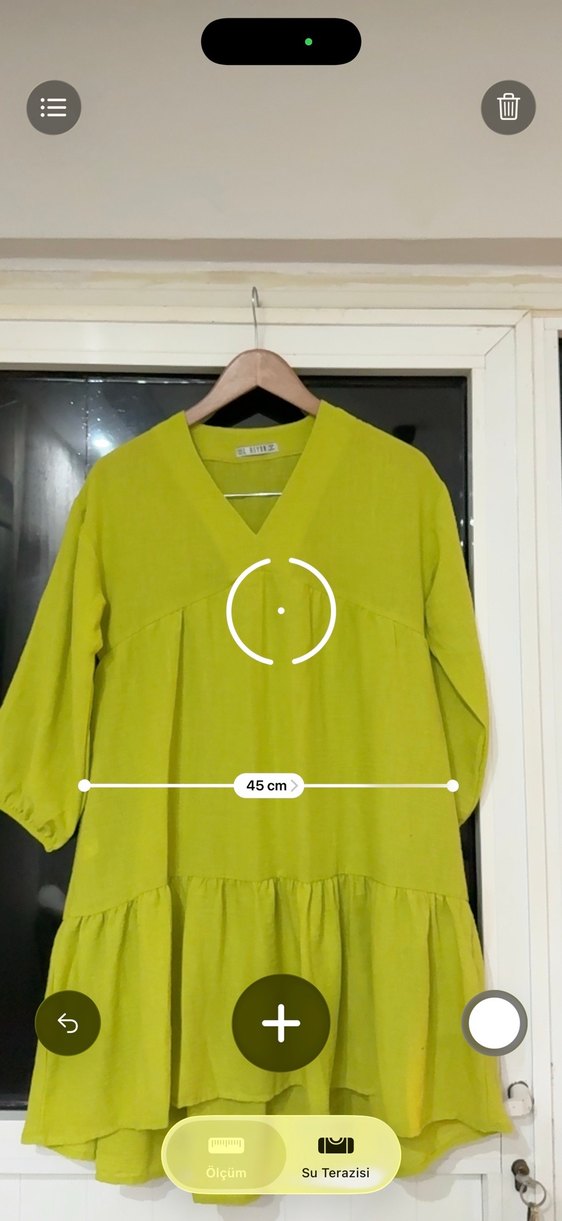 Yeşil V Yakalı Keten Midi Elbise - Görsel 5