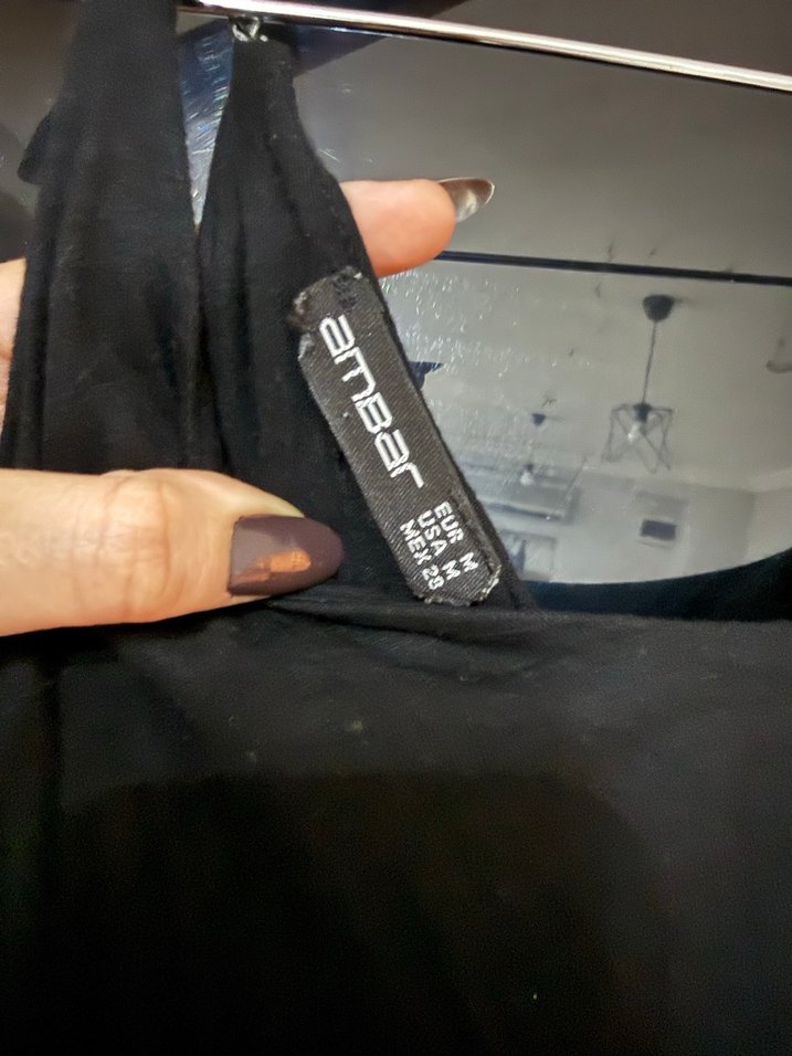 Siyah Askılı Midi Elbise - Görsel 4