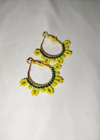 Sarı Boncuklu Mini Bohem Küpe
