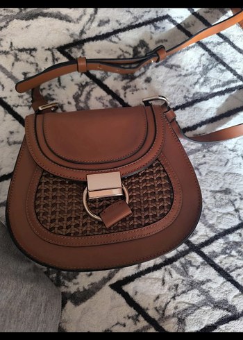 Kahverengi Deri Tokalı Kadın Çanta - Görsel 2