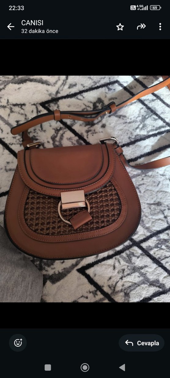 Kahverengi Deri Tokalı Kadın Çanta - Görsel 2